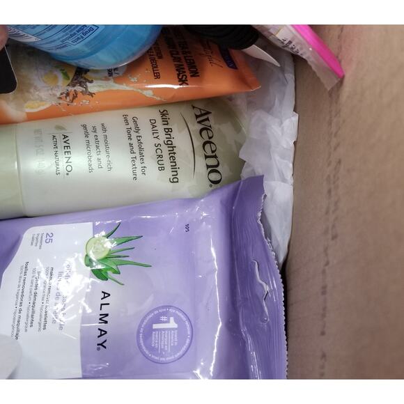 MYSTERY-ISH BOX Misc Aveeno Moroccan Oil Salonpas Secret Foot Pads Etc - Picture 4 of 6